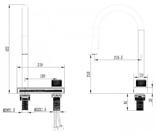 Смеситель для кухни ABBER Wasser Kreis AF8114B с выдвижной лейкой чёрный матовый